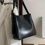 Vintage PU Leather Shoulder Bag for Women Casual Large Capacity Crossbody Bags