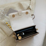 Spring Contrast Leather Shoulder Bag For Women PU Leather Crossbody Bag