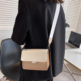 Spring Contrast Leather Shoulder Bag For Women PU Leather Crossbody Bag