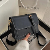 Spring Contrast Leather Shoulder Bag For Women PU Leather Crossbody Bag