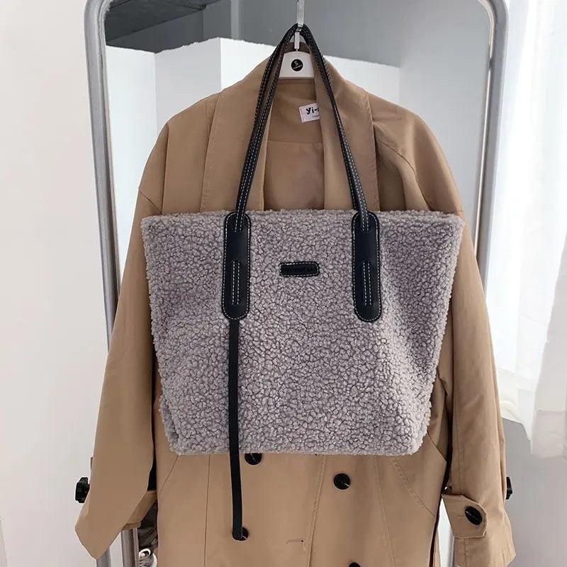 Winter Plush Tote Bag for Women
