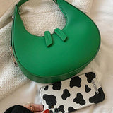 Summer Half-moon Bag Women PU Leather Handbag Casual Shoulder Crossbody
