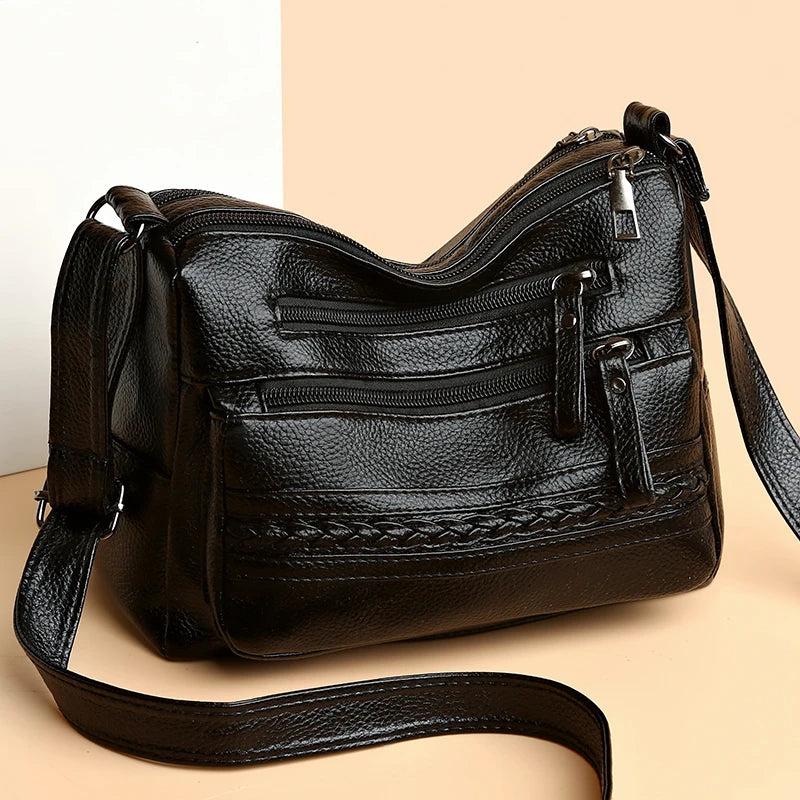 Women's PU Leather Messenger Bag Classic Retro Shoulder Bag