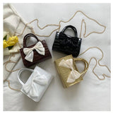 Vintage Bowknot Shoulder Bag Crossbody Purse Small PU Leather Handbag Clutch