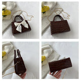 Vintage Bowknot Shoulder Bag Crossbody Purse Small PU Leather Handbag Clutch