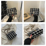 Small Plaid Handbag Flap Shoulder Bag Women Armpit Purse Clutch