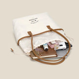 Canvas Tote Drawstring Letter Purse Ladies Woven Crossbody Handbag