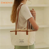 Canvas Tote Drawstring Letter Purse Ladies Woven Crossbody Handbag