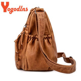 Vintage Soft Leather Shoulder Bag Multi-pocket Crossbody Bag