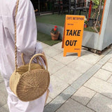 Summer Round Straw Crossbody Bag For Women Woven Shoulder Bag