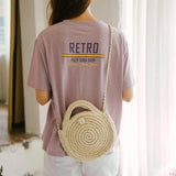 Summer Round Straw Crossbody Bag For Women Woven Shoulder Bag