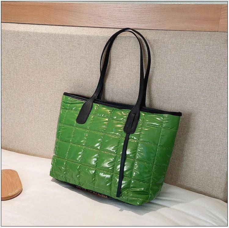 Casual Quilted Large Capacity Tote Shoulder Bags Winter Handbags