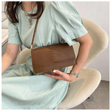 Crocodile Pattern Shoulder Underarm Bag Retro Female Handbags