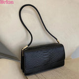 Crocodile Pattern Shoulder Underarm Bag Retro Female Handbags