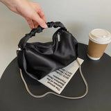 Solid Canvas Handbag Women Bag Mini Clutch Purse Metal Chain Small Drum Bag