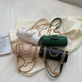 Chain Barrel Shaped PU Leather Bag For Women Handbag Shoulder Crossbody