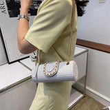 Chain Barrel Shaped PU Leather Bag For Women Handbag Shoulder Crossbody