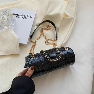 Chain Barrel Shaped PU Leather Bag For Women Handbag Shoulder Crossbody