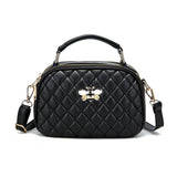 Diamond Lattice PU Leather Female Bee Handbag Lady's Shoulder Cross Body Bags