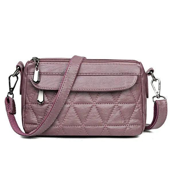 Vintage PU Leather Crossbody Handbag For Women Solid Lady Shoulder Bag