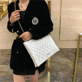 Plaid Pu Leather Crossbody Bag Envelope Handbag Chain Messenger Sac