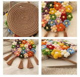 Boho Rattan Beach Bag Tassel Crochet Fringed Woven Handbag