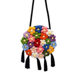 Boho Rattan Beach Bag Tassel Crochet Fringed Woven Handbag