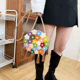 Boho Rattan Beach Bag Tassel Crochet Fringed Woven Handbag
