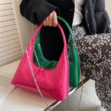 Vintage Red Leather Hobo Shoulder Bag Lady Armpit Purse