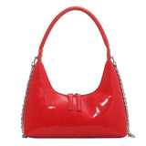 Vintage Red Leather Hobo Shoulder Bag Lady Armpit Purse