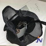 Canvas Multifunction Bag Hollow Mesh Large Capacity Shoulder Bag
