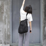 Canvas Multifunction Bag Hollow Mesh Large Capacity Shoulder Bag