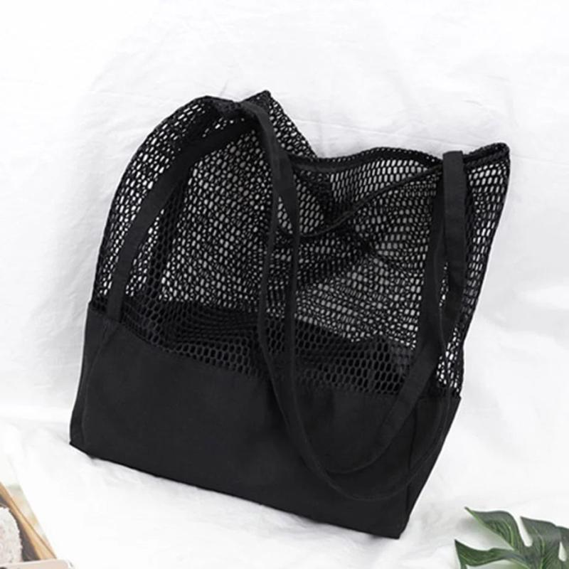 Canvas Multifunction Bag Hollow Mesh Large Capacity Shoulder Bag