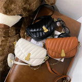 Leather Flap Messenger Bag Solid Crossbody Shoulder Purse