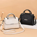 Crocodile Handle Bag Women Middle-aged Shoulder Tote Portable Handbag Purse