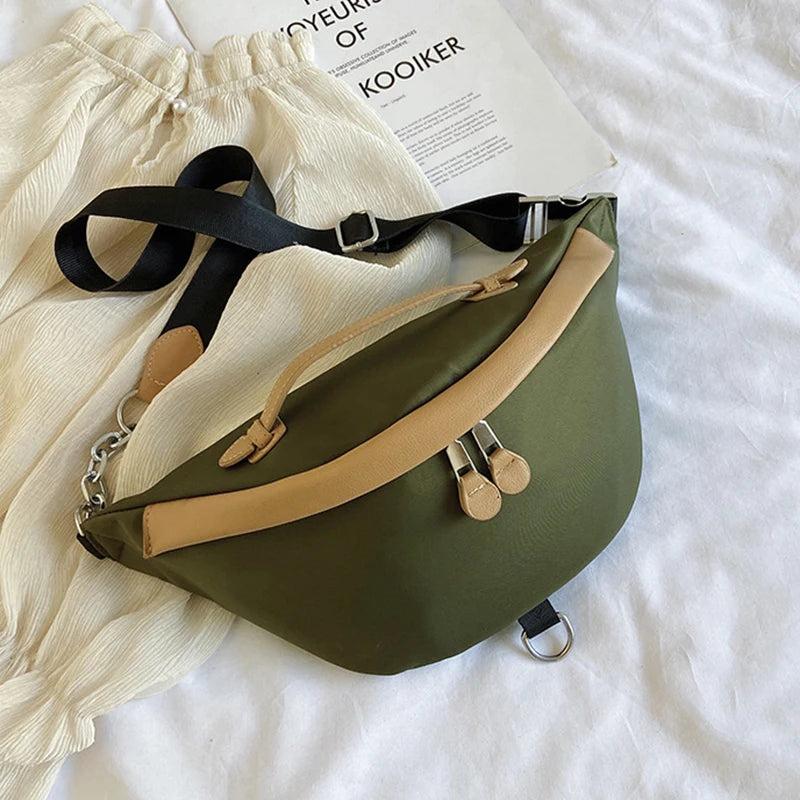 Nylon Crossbody Shoulder Bags for Women Solid Chest Bag Female
