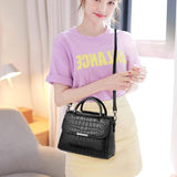 Vintage Crocodile Handbag Leather Shoulder Crossbody Bag for Women