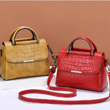 Vintage Crocodile Handbag Leather Shoulder Crossbody Bag for Women