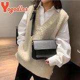 Small Square Bag Female PU Leather Shoulder Messenger Bag Flap Crossbody Bag