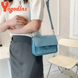 Small Square Bag Female PU Leather Shoulder Messenger Bag Flap Crossbody Bag