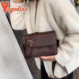 Small Square Bag Female PU Leather Shoulder Messenger Bag Flap Crossbody Bag