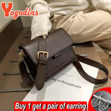 Small Square Bag Female PU Leather Shoulder Messenger Bag Flap Crossbody Bag