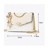 Women Leather Small Shoulder Underarm Bag Ladies Vintage Chain Pendant Solid