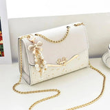 Women Leather Small Shoulder Underarm Bag Ladies Vintage Chain Pendant Solid