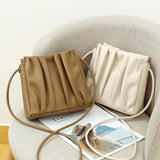 Pleated Shoulder Bag PU Leather Underarm Bag