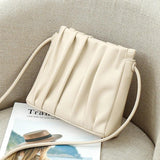 Pleated Shoulder Bag PU Leather Underarm Bag