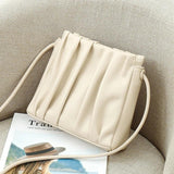 Pleated Shoulder Bag PU Leather Underarm Bag