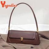 Retro Flap Underarm Bag for Women PU Leather Shoulder Bag Clutch Purrse