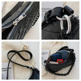 High Capacity Winter Chain PU leather Padded Down Cotton Handbags