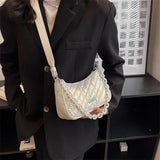 High Capacity Winter Chain PU leather Padded Down Cotton Handbags